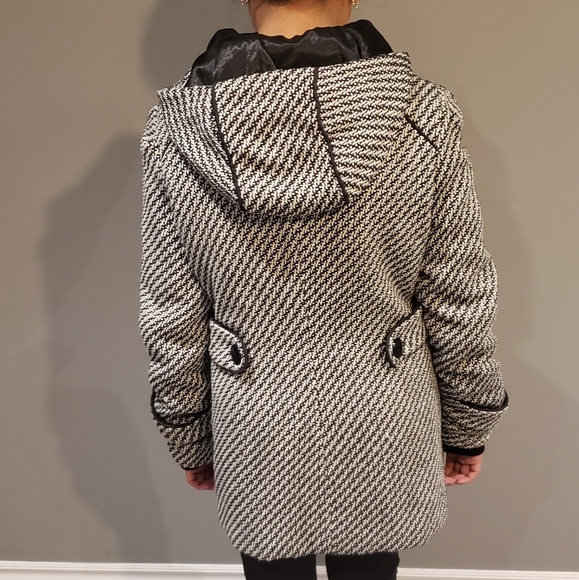 Wool coat eve Gravel Black and white - Picture 4 of 6